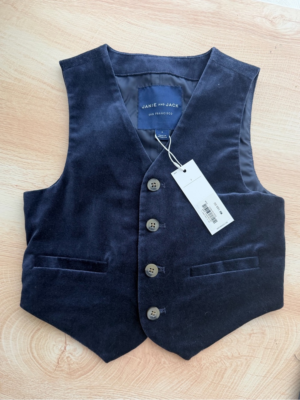 Janie and Jack Dark Navy Velvet Vest